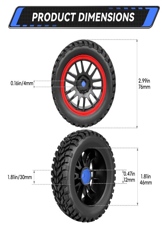 AllinRC 12mm Hex Wheels & Rubber Tires OD 2.52" Pre-Glued for Traxxas 4 Tec 2.0 1/18 Latrax Teton Tamiya TT02 Redcat Lightning EPX HSP Flying Fish Kyosho HPI MST RC 1/10 On-Road Drift Car (Type 2) - Image 2